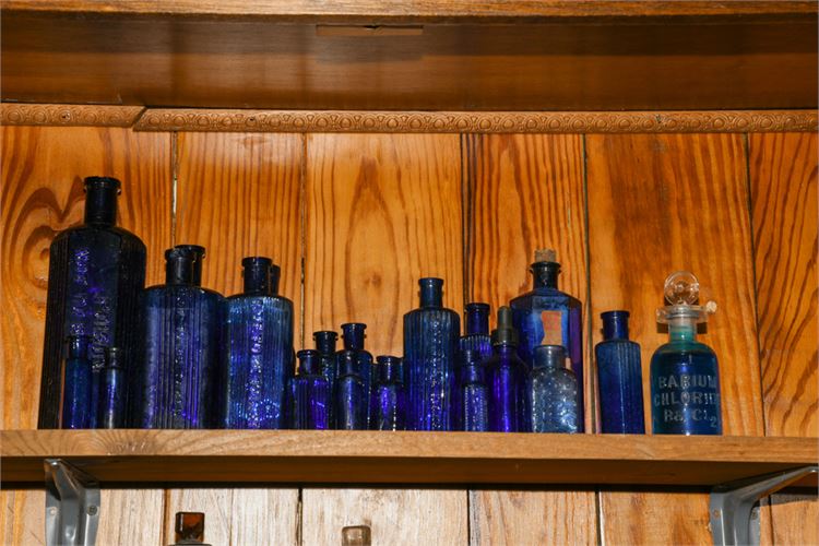 Collection of Vintage and Decorative Blue Glass Bottles