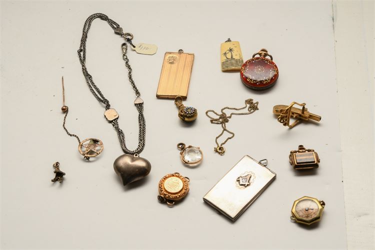 Group of Antique Watch Fobs and Objects