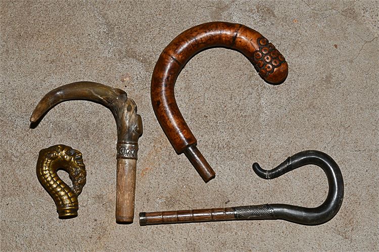 Four Antique Cane Handles