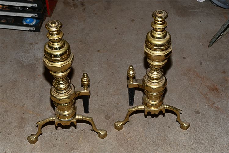 Pair Antique Style Brass Andirons