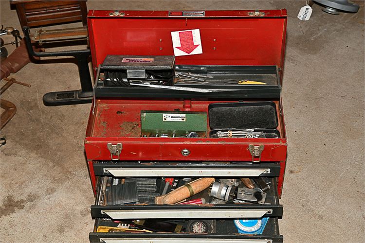 Metal Toolbox with Various Contents