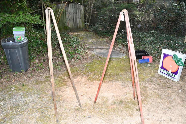 Two Antique Wooden Tripod Stands