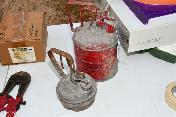 Two Vintage Metal Fuel Cans