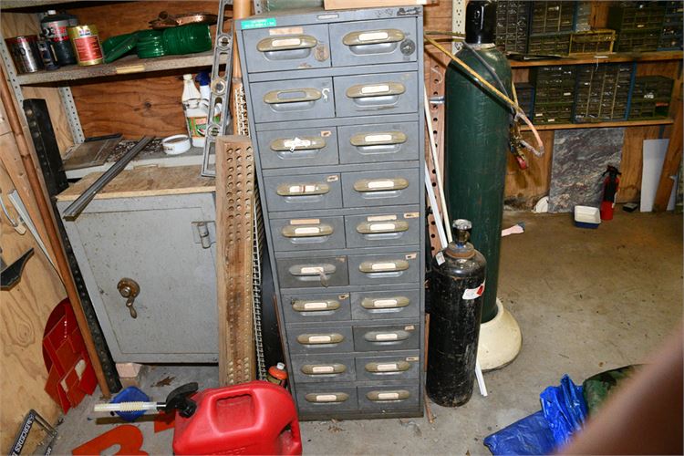 Metal Multidrawer  Cabinet & Numerous Contents