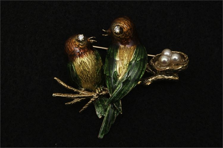 Gold Bird Form Dress Pin.