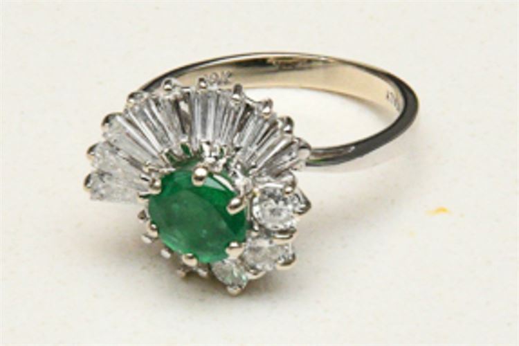 Emerald and diamond dinner ring