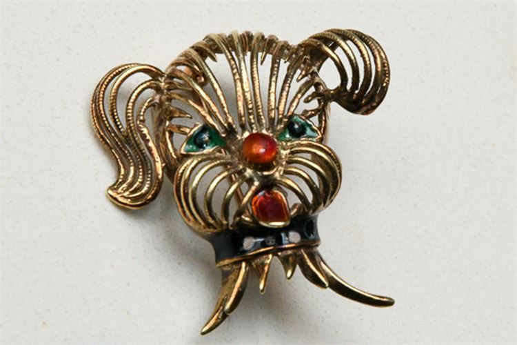 Gold Dog Form Dress Pin