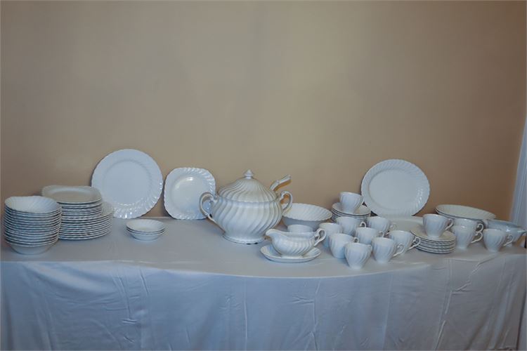 Partial Set of JOHNSON BROTHERS "Regency White Swirl"