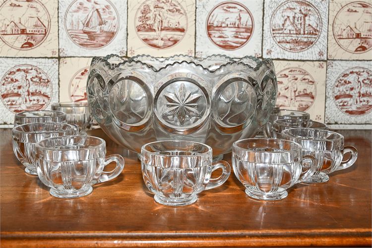 Set of Pressed Glass Punch Cups