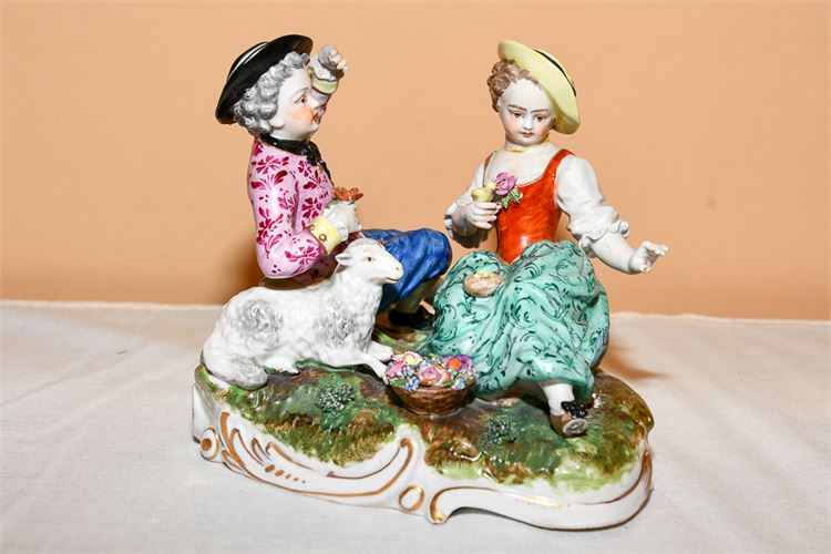 19th Porcelain Figural Group Shepard & Shepardess