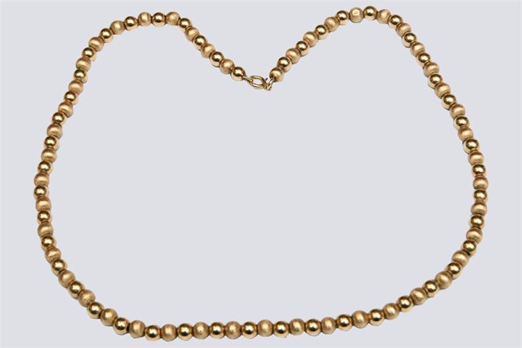 14 Karat Gold Bead Necklace.