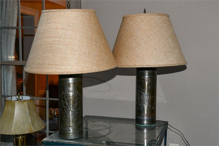 Pair of Mexican Style Cylindrical Lamps