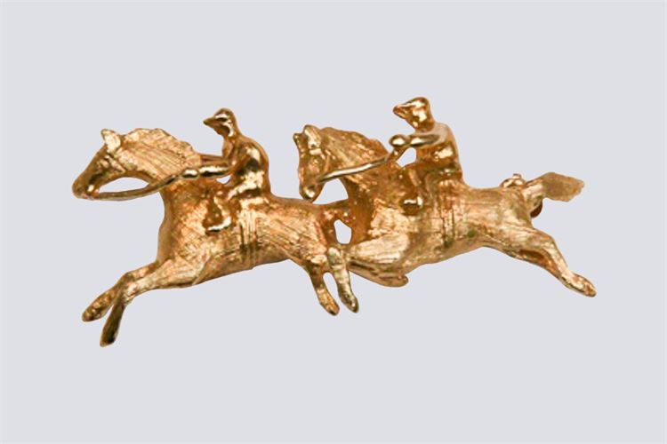 Gold Equestrian Form Dress Pin