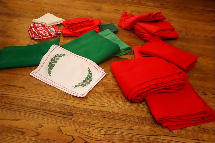 Group Lot of Christmas Themed Linens