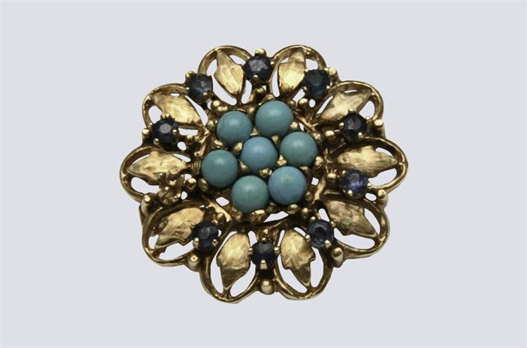 Gold Floral Form Dress Pin