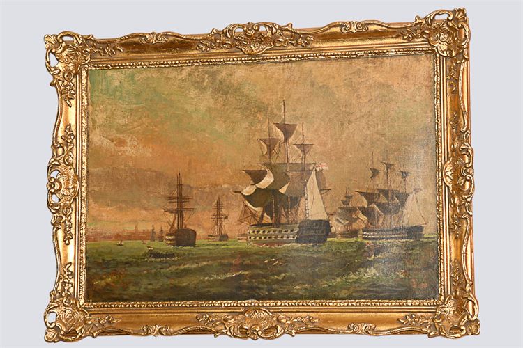 Antique English Maritime Oil Painting