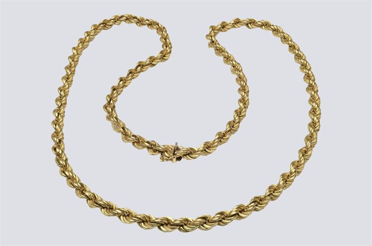 Gold Rope Twist Chain Necklace.