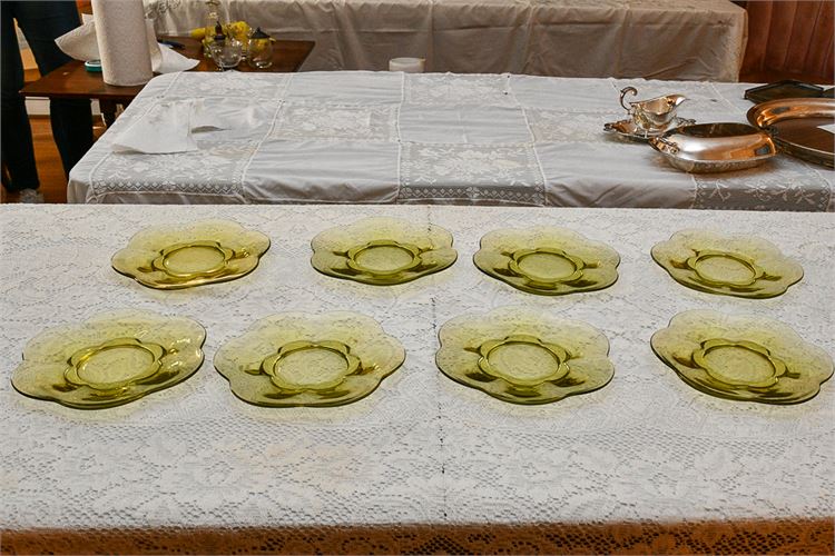 Set of Eight (8) Scalloped Depression Glass Plates