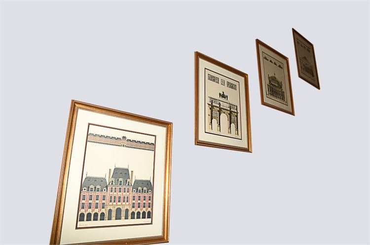 Set of  Four (4) Architectural Prints