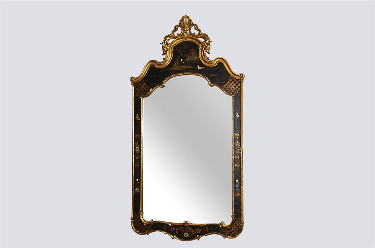 Chinoiserie Black Lacquer Mirror