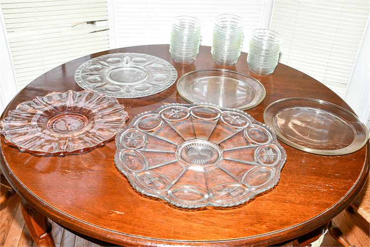 Lot of Pressed Glass Serving Trays