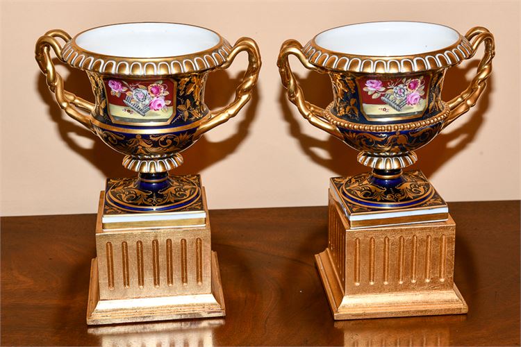 Pair of Antique English Porcelain Urns