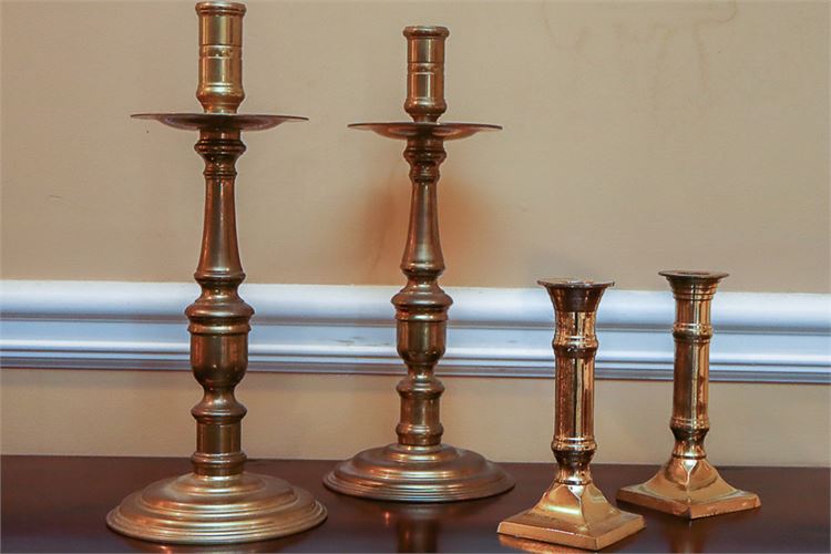 Two (2) Pairs Brass Candlesticks