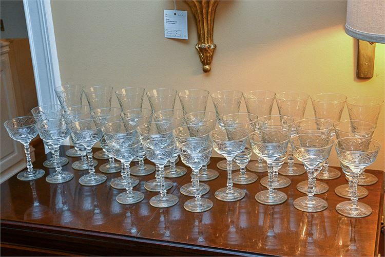 Set of  Cut &  Molded  Glass Stemware