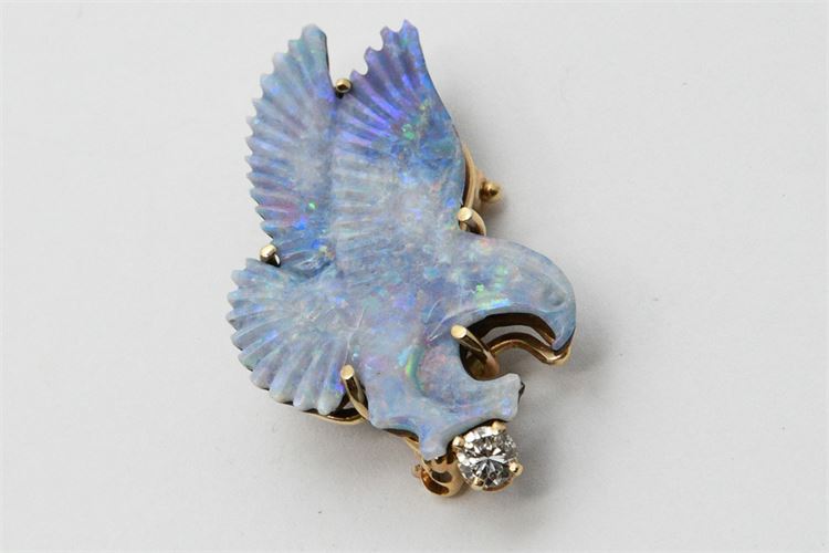 Rare Antique Carved Eagle on Boulder Opal