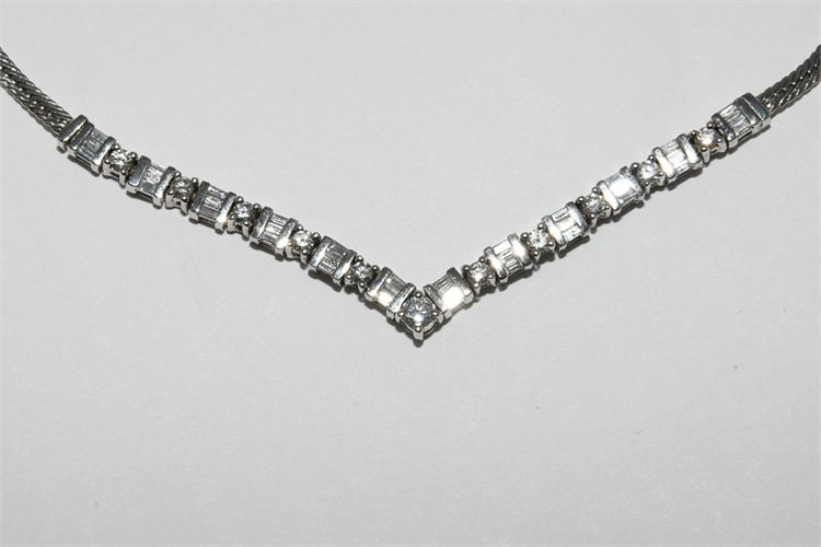 14k White Gold Diamond Necklace 1.25 cwt