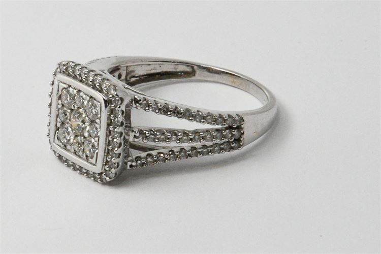 Ladies 14 Karat White Gold and Diamond Ring