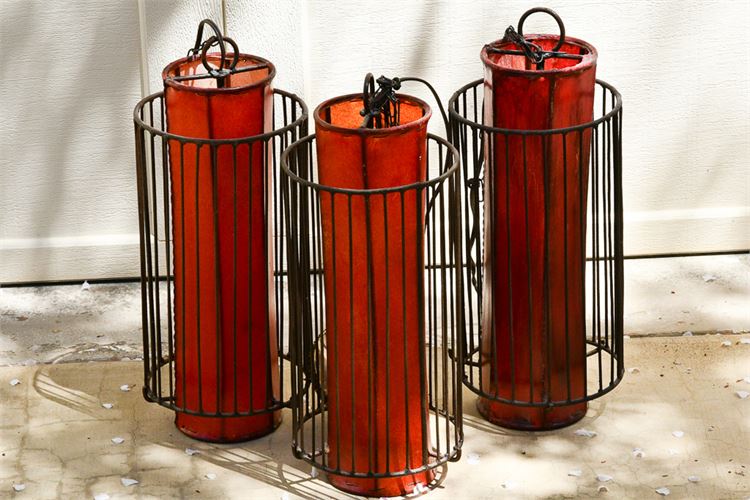 Set of Three (3) Cylindrical Cage Lights