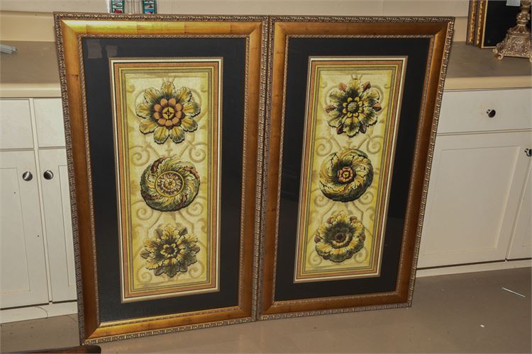 Pair of Crackled Classic Rosette Panels