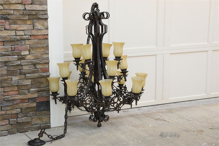 Monumental Wrought Iron Chandelier