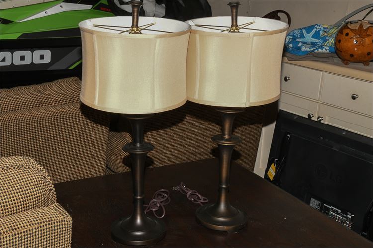 Pair of Brass Candlestick Lamps