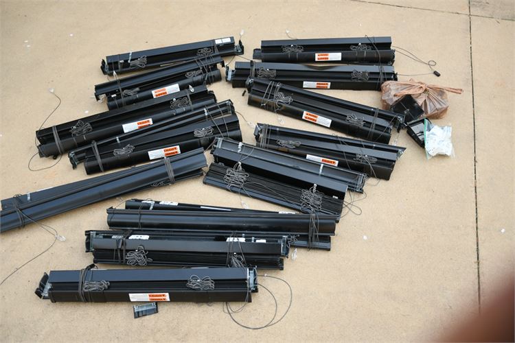 Group Lot of Black Metal Window Blinds