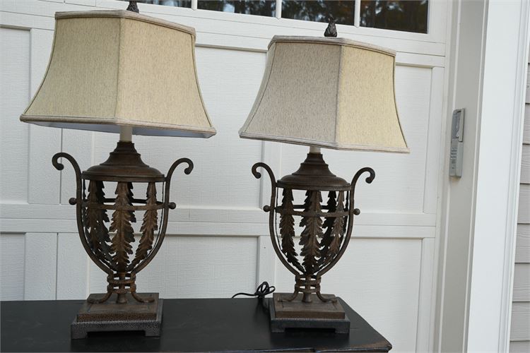 Pair of Large Metal Urn Lamps