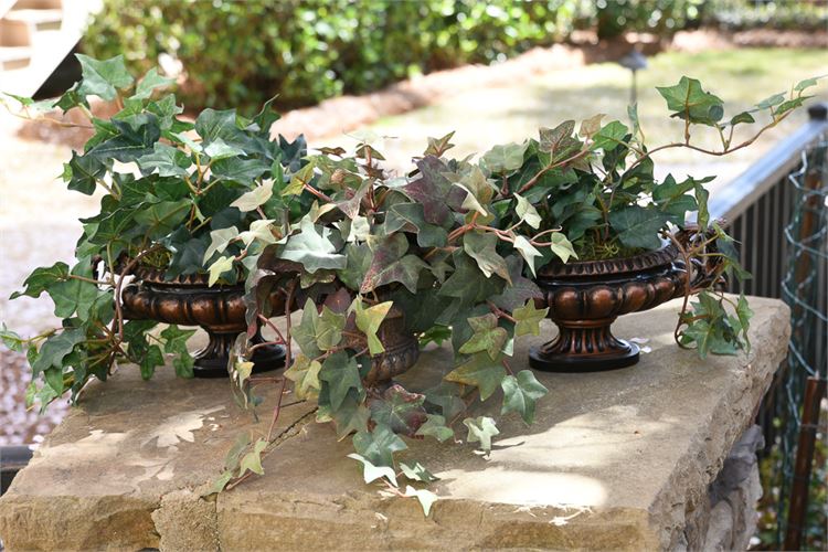 Three Jardineres of Faux Ivy, includes a Pair