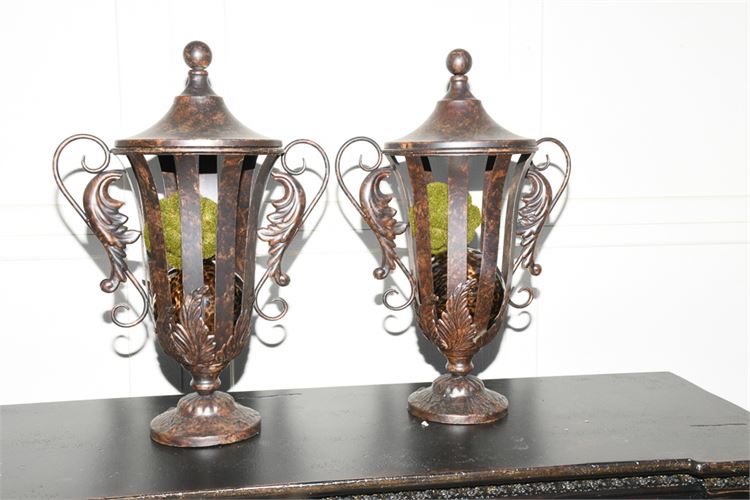 Pair of Decorative Tole Urns