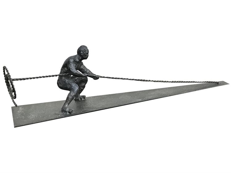 Sculpture of a Man Pulling a Rope by GLOBAL VIEWS