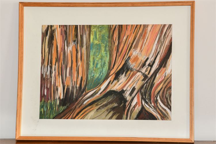 Mid Century Framed Pastel on Paper