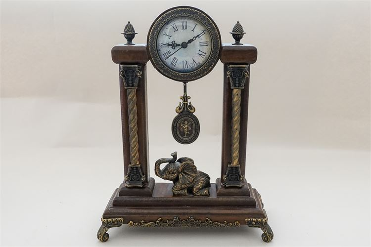 Decorative Portico Clock with Elephant Figure