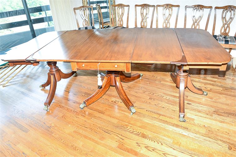 Fine Three (3) Pedestal Georgian Style Dining Table