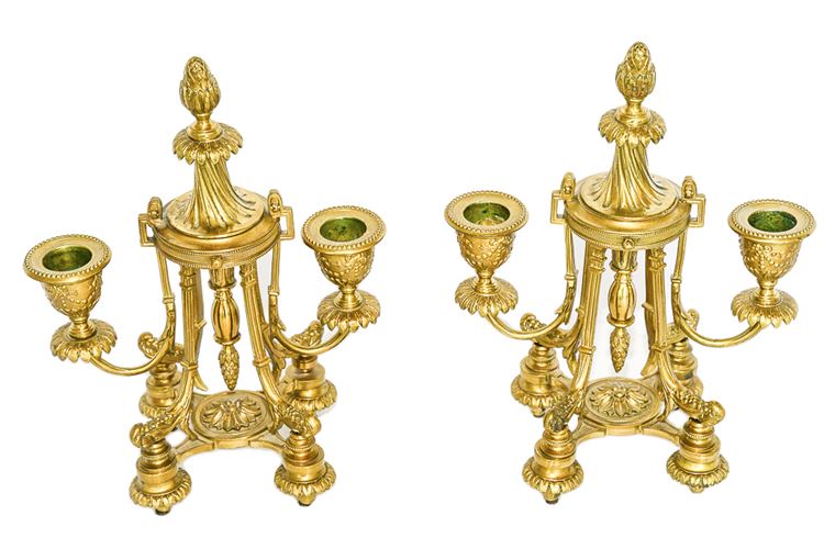 Pair Louis XVI Style Gilt Candelabra