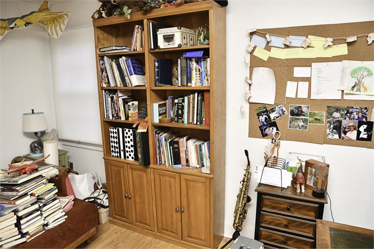 Wooden Bookcase with Storage Cabinet