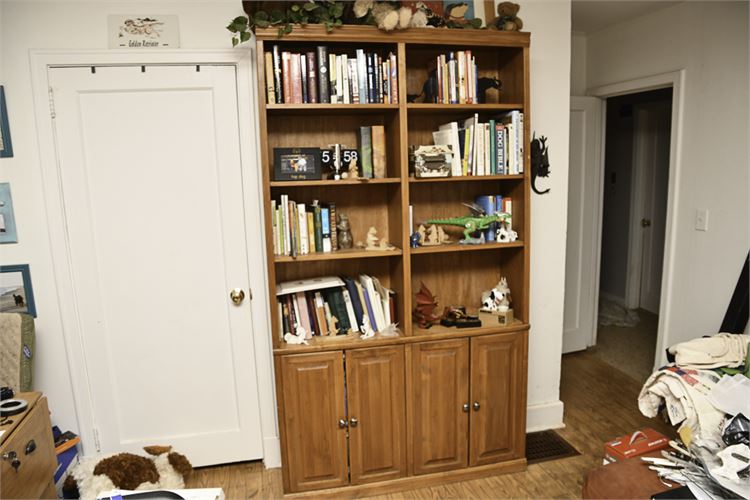 Wooden Bookcase with Storage Compartments