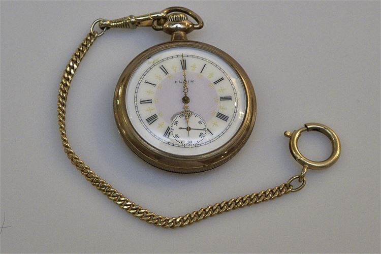 Antique Fancy Dial ELGIN Gold Pocket Watch