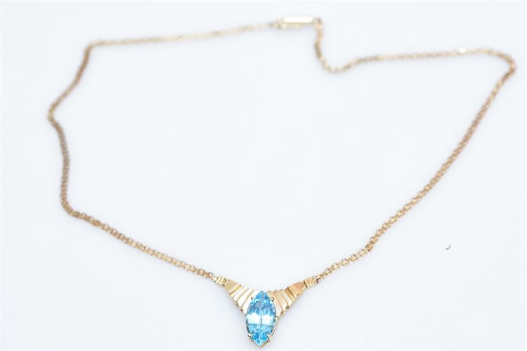 Women's 14K Yellow Gold Necklace w/ Topaz Pendant