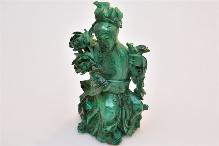 Hand Carved Malachite Asian Figure