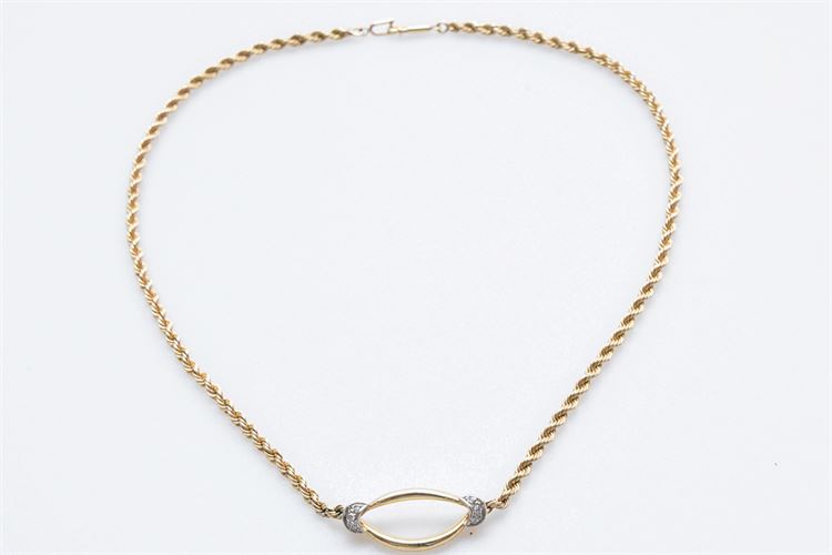 Women's 14K Yellow Gold Necklace w/Diamond Accents